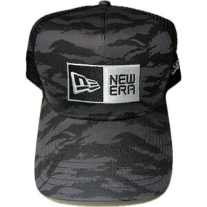 New Era Black Gray Camo Hat SnapBack Cap Mesh Adjustable One‎ Size Fits All